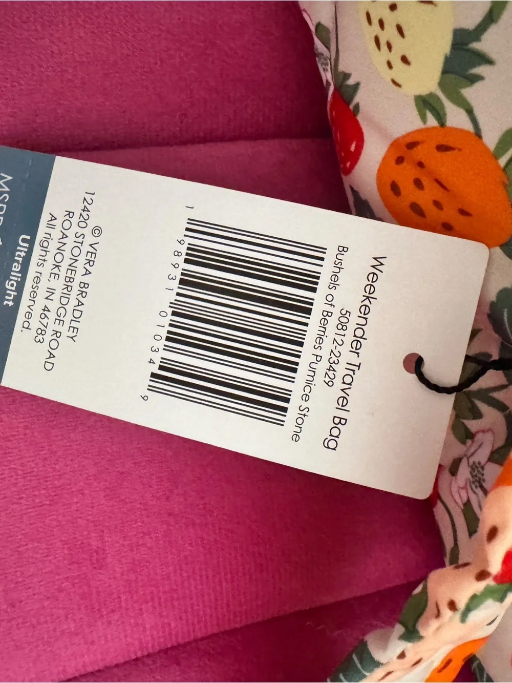 Vera Bradley Bushels of Berries Weekender Set